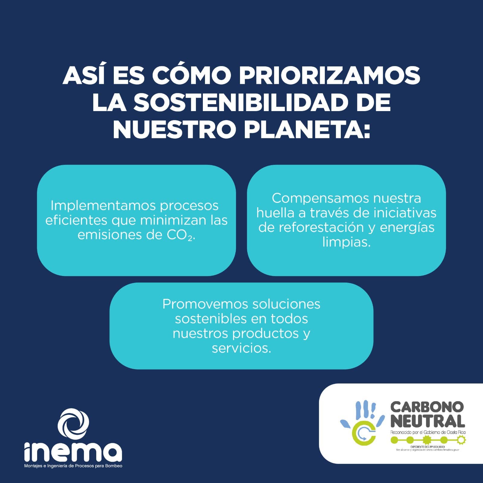 Certificado y reconocimiento Carbono Neutral de INEMA Costa Rica